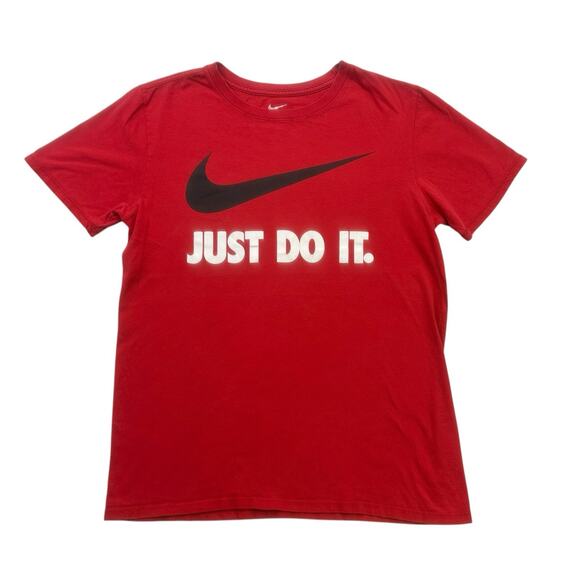 Nike Shirt Mens Small S Red Black White Just Do It Short Sleeve Athletic Cut - Picture 1 of 12